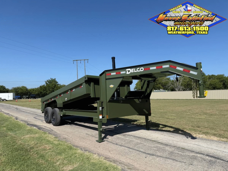 2026 DELCO 83" X 16' GOOSENECK TELESCOPING DUMP TRAILER WITH 2' SIDEWALLS, TARP, RAMPS AND SPARE 14,000 GVWR