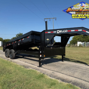 2026 DELCO 83" X 16' GOOSENECK TELESCOPING DUMP TRAILER WITH 2' SIDEWALLS, TARP, RAMPS AND SPARE 14,000 GVWR