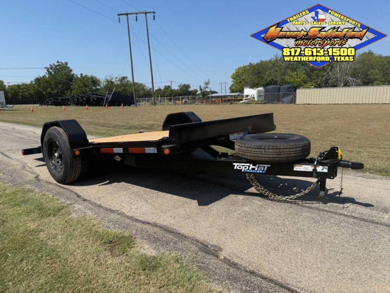 2026 TOP HAT SINGLE AXLE HYDRAULIC CUSHION TILT SCISSOR LIFT TRAILER WITH SPARE 7K-GVWR
