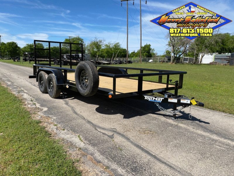 2026 TOP HAT 83" X 16' PIPE TOP TRAILER WITH 4' SPRING ASSISTED RAMP GATE AND SPARE 7,000 GVWR