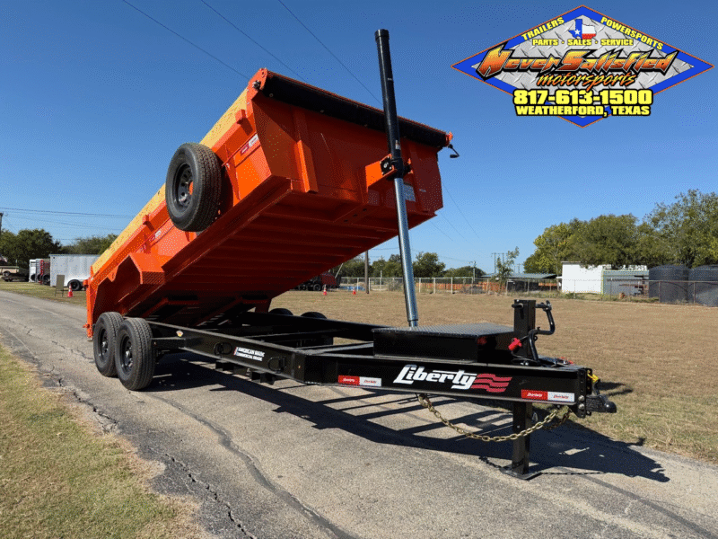 2026 LIBERTY 83" X 16' BUMPER PULL DUMP WITH TARP, RAMPS AND SPARE 15,400 GVWR ORANGE/BLACK