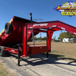 2026 LIBERTY 83" X 14' GOOSENECK DUMP TRAILER WITH TARP, RAMPS AND SPARE 15,900 GVWR RED