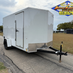2026 LOOK 6' X 12' SINGLE AXLE ENCLOSED CARGO TRAILER W/ REAR DOUBLE DOORS, SPARE, WHITE 2,990 GVWR