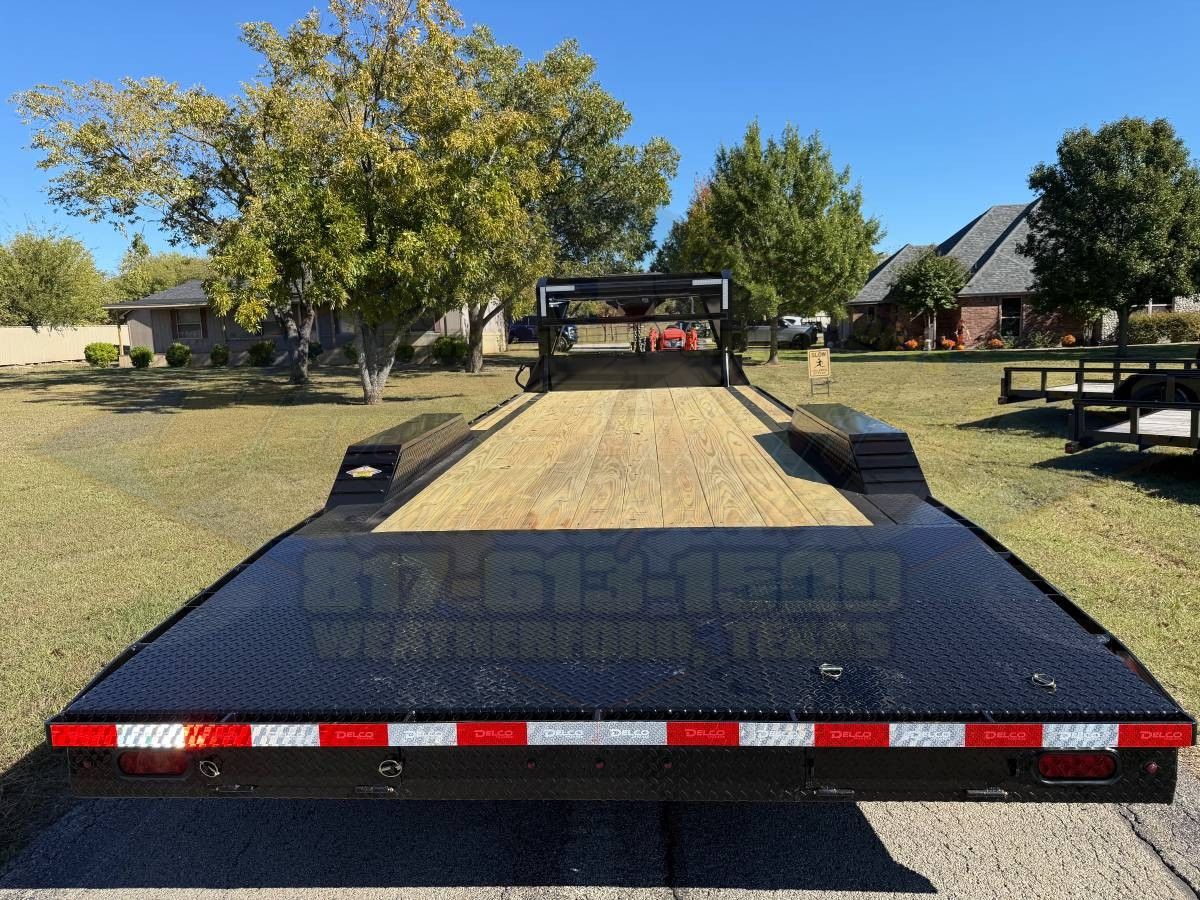 2026 DELCO 102" X 24' GOOSENECK FLATBED TRAILER W/DRIVE OVER FENDERS, SLIDE IN RAMPS, AND SPARE 14K-GVWR - Image 5