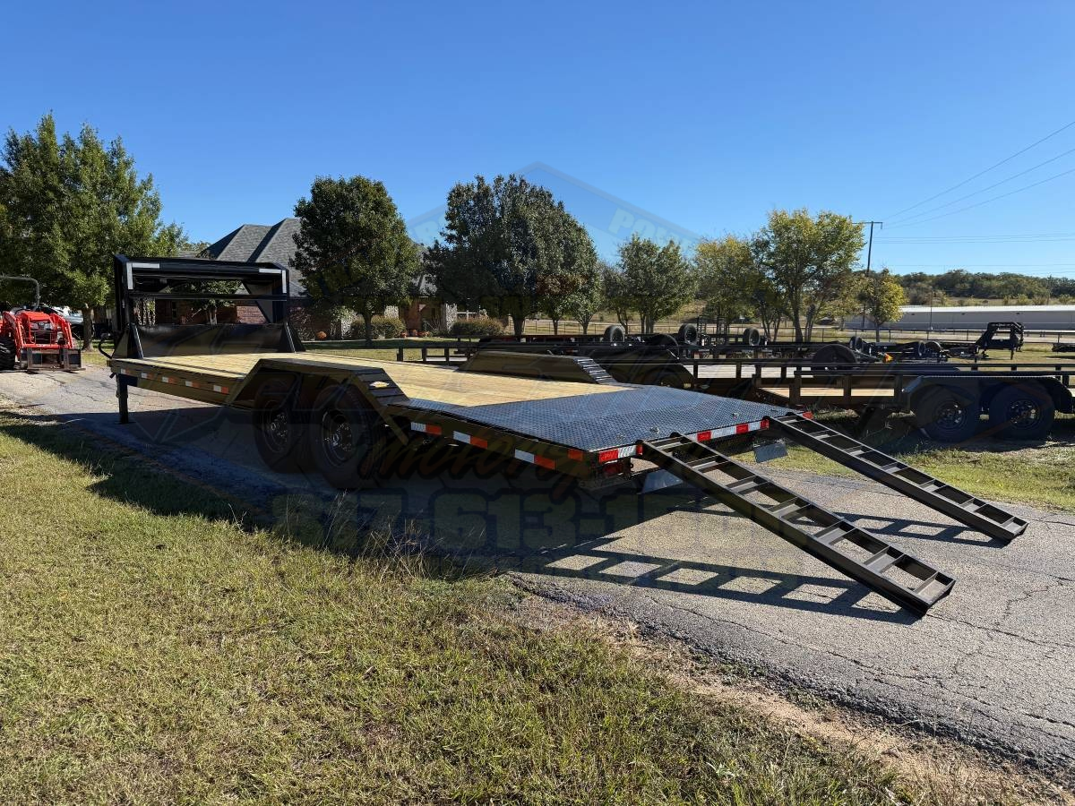 2026 DELCO 102" X 24' GOOSENECK FLATBED TRAILER W/DRIVE OVER FENDERS, SLIDE IN RAMPS, AND SPARE 14K-GVWR - Image 7