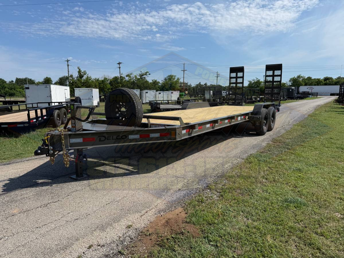 2026 DELCO 83″ X 24′ EQUIPMENT TRAILER WITH STAND UP RAMPS & SPARE FORD MARSH GRAY 14K-GVWR - Image 7
