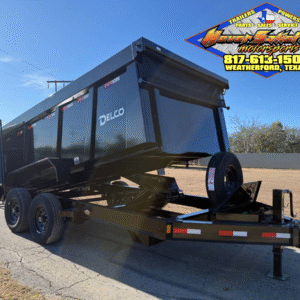 2025 DELCO 83" X 14' DUMP TRAILER WITH 4' SIDEWALLS, TARP, RAMPS AND SPARE 14,000 GVWR