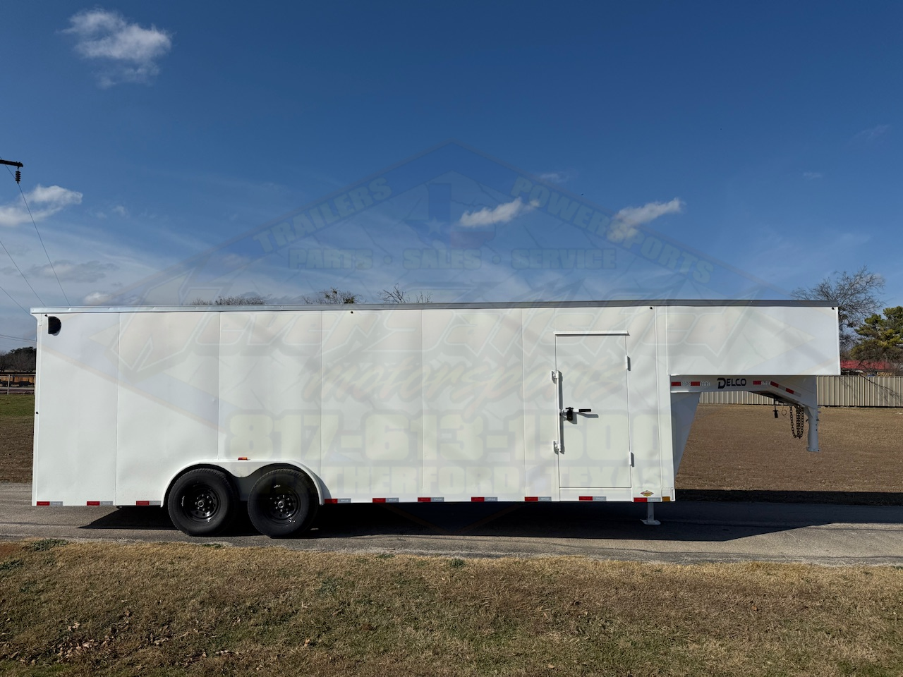 2026 DELCO 8' X 24' ALL STEEL GOOSENECK CARGO TRAILER WITH SIDE DOOR, RAMP DOOR AND SPARE 14,000 GVWR - Image 3