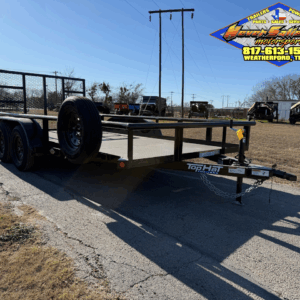 PRE-OWNED 2026 TOP HAT 83″ X 14′ PIPE TOP UTILITY TRAILER WITH STEEL FLOOR, 4' RAMP GATE, SPARE 7,000 GVWR