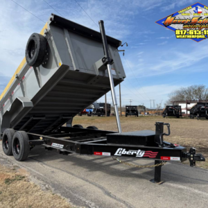2026 LIBERTY 83" X 14' BUMPER PULL TELESCOPIC DUMP TRAILER WITH TARP, RAMPS, AND SPARE 17,500 GVWR GRAY/BLACK