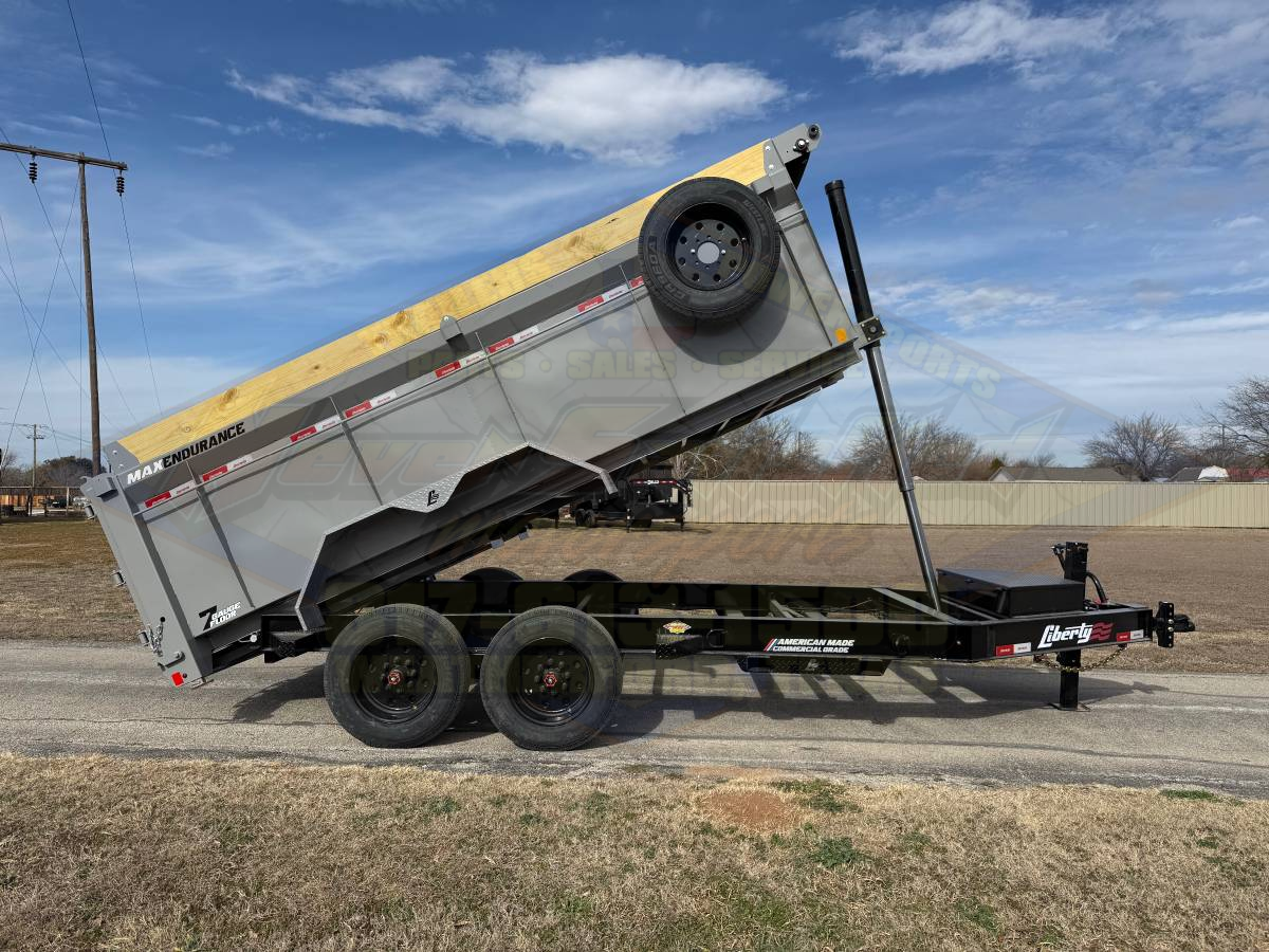 2026 LIBERTY 83" X 14' BUMPER PULL TELESCOPIC DUMP TRAILER WITH TARP, RAMPS, AND SPARE 17,500 GVWR GRAY/BLACK - Image 4