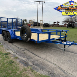 2026 TOP HAT 83" X 16' PIPE TOP UTILITY TRAILER WITH 4' SPRING ASSIST RAMP GATE, SPARE 7,000 GVWR BLUE