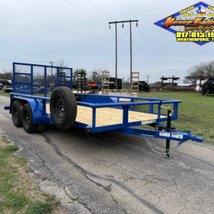 2026 TOP HAT 83″ X 14′ PIPE TOP UTILITY TRAILER WITH 4′ SPRING ASSIST RAMP GATE, SPARE 7,000 GVWR BLUE