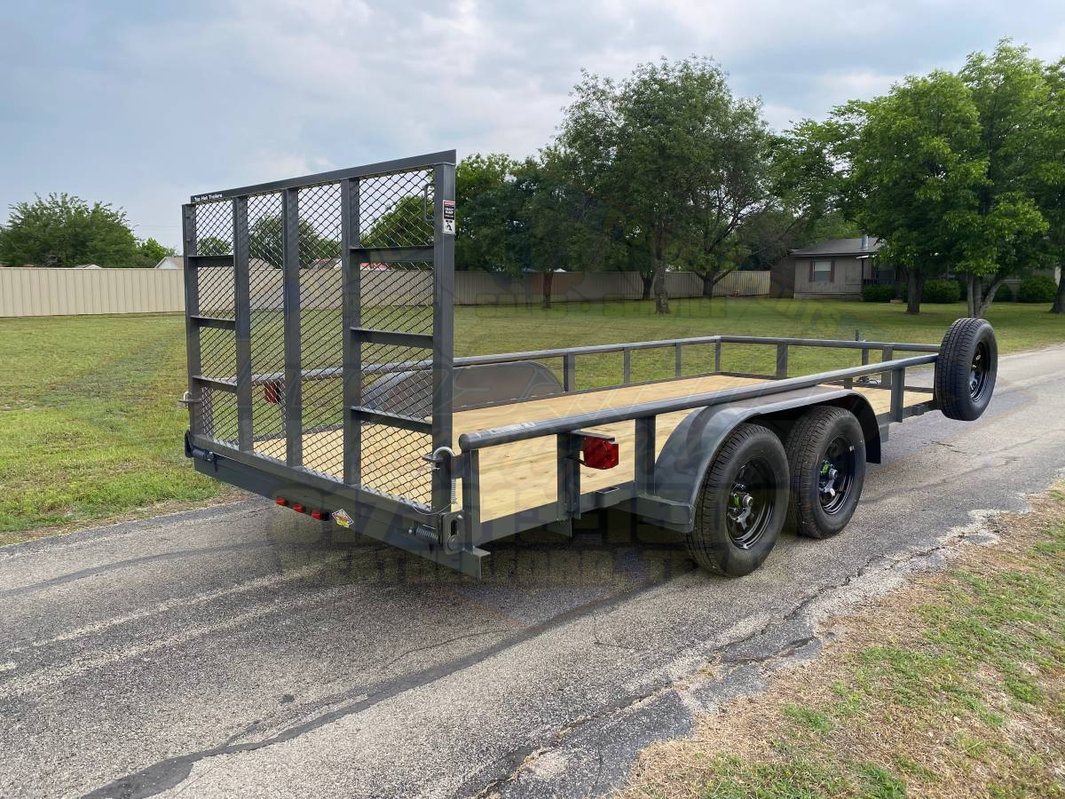 2026 TOP HAT 83" X 16' PIPE TOP UTILITY TRAILER WITH 4' SPRING ASSIST RAMP GATE, SPARE 7,000 GVWR GREY - Image 4