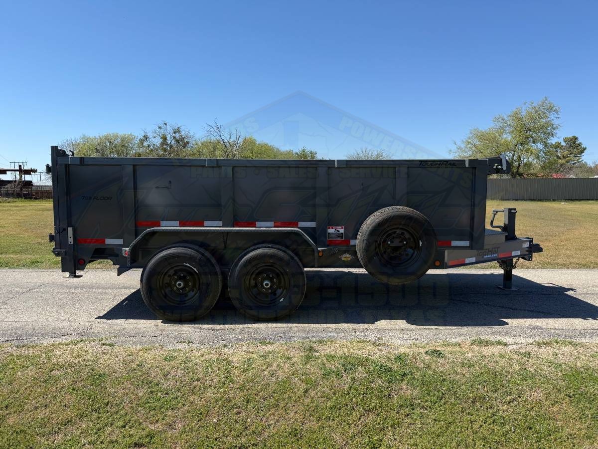 2026 TOP HAT 83" X 14' LOW PROFILE DUMP TRAILER WITH 3' SIDEWALLS, TARP, RAMPS AND SPARE 14,000 GVWR GREY - Image 5