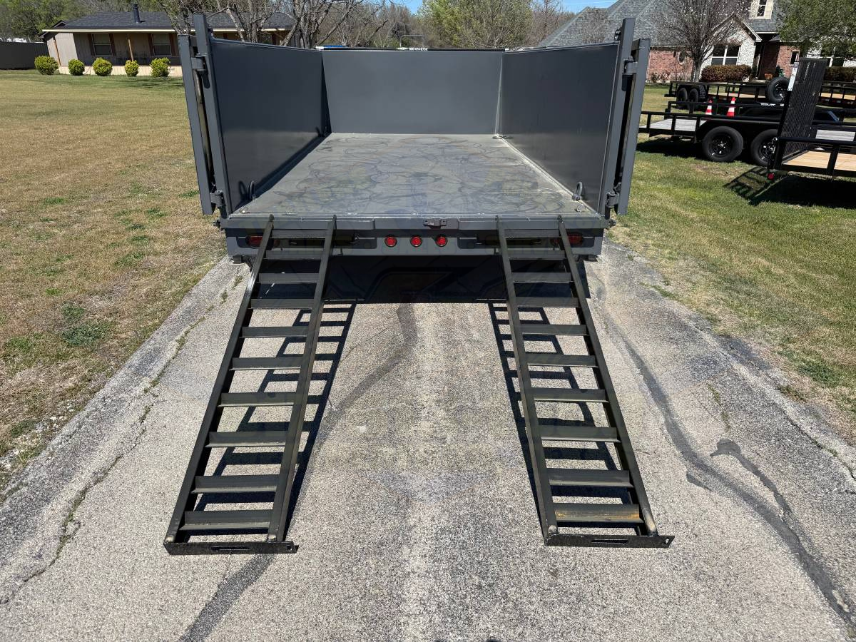 2026 TOP HAT 83" X 14' LOW PROFILE DUMP TRAILER WITH 3' SIDEWALLS, TARP, RAMPS AND SPARE 14,000 GVWR GREY - Image 7