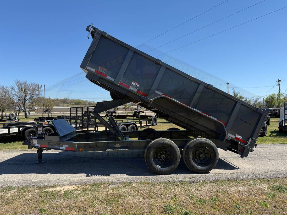 2026 TOP HAT 83" X 14' LOW PROFILE DUMP TRAILER WITH 3' SIDEWALLS, TARP, RAMPS AND SPARE 14,000 GVWR GREY - Image 8