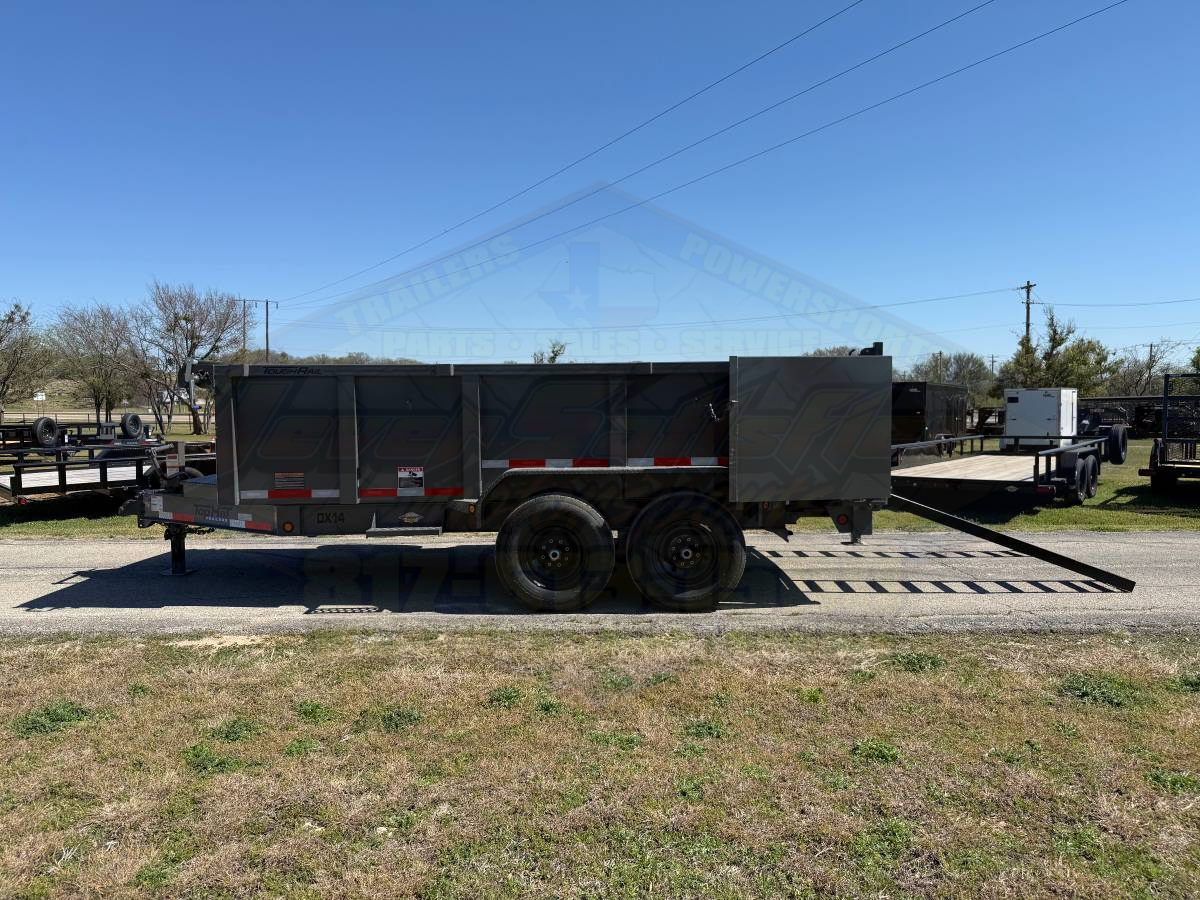 2026 TOP HAT 83" X 14' LOW PROFILE DUMP TRAILER WITH 3' SIDEWALLS, TARP, RAMPS AND SPARE 14,000 GVWR GREY - Image 9