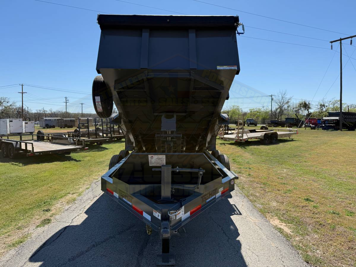 2026 TOP HAT 83" X 14' LOW PROFILE DUMP TRAILER WITH 3' SIDEWALLS, TARP, RAMPS AND SPARE 14,000 GVWR GREY - Image 12