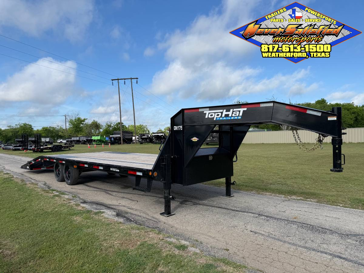 *USED* 2026 TOP HAT 102" X 25' GOOSENECK FLATBED TRAILER WITH RAMPS & SPARE 17500#GVWR
