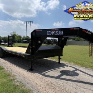 2026 TIGERTX 102" X 24' GOOSENECK TRAILER W/ DRIVE OVER FENDERS WITH STAND UP RAMPS, SPARE 14,000 GVWR