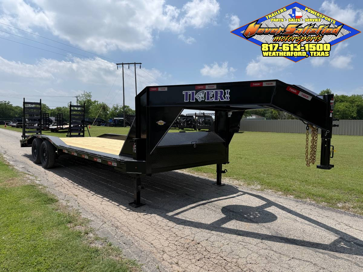 2026 TIGERTX 102" X 24' GOOSENECK TRAILER W/ DRIVE OVER FENDERS WITH STAND UP RAMPS, SPARE 14,000 GVWR