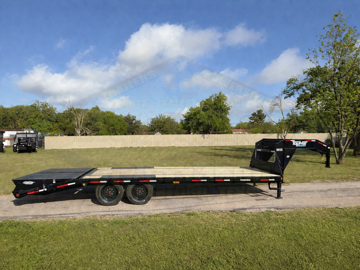 *USED* 2026 TOP HAT 102" X 25' GOOSENECK FLATBED TRAILER WITH RAMPS & SPARE 17500#GVWR - Image 3
