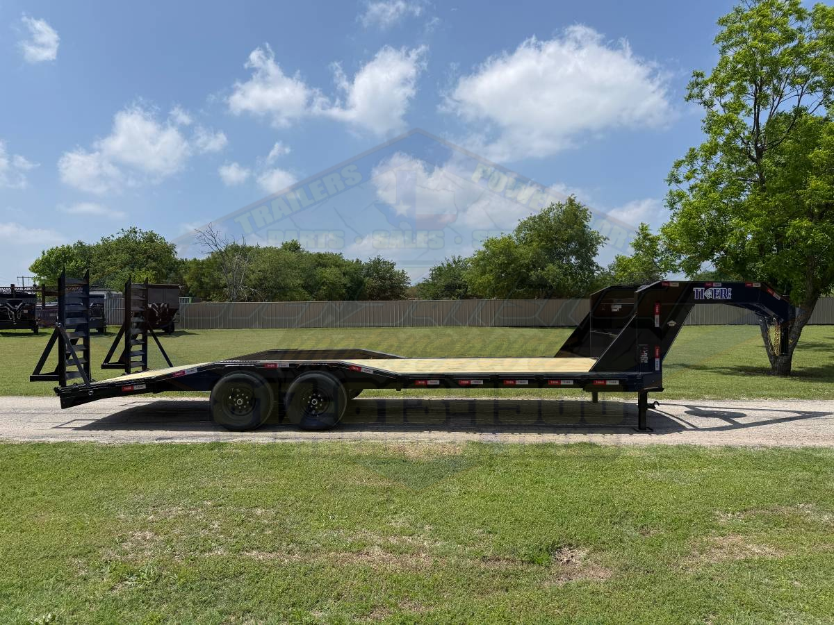 2026 TIGERTX 102" X 24' GOOSENECK TRAILER W/ DRIVE OVER FENDERS WITH STAND UP RAMPS, SPARE 14,000 GVWR - Image 3