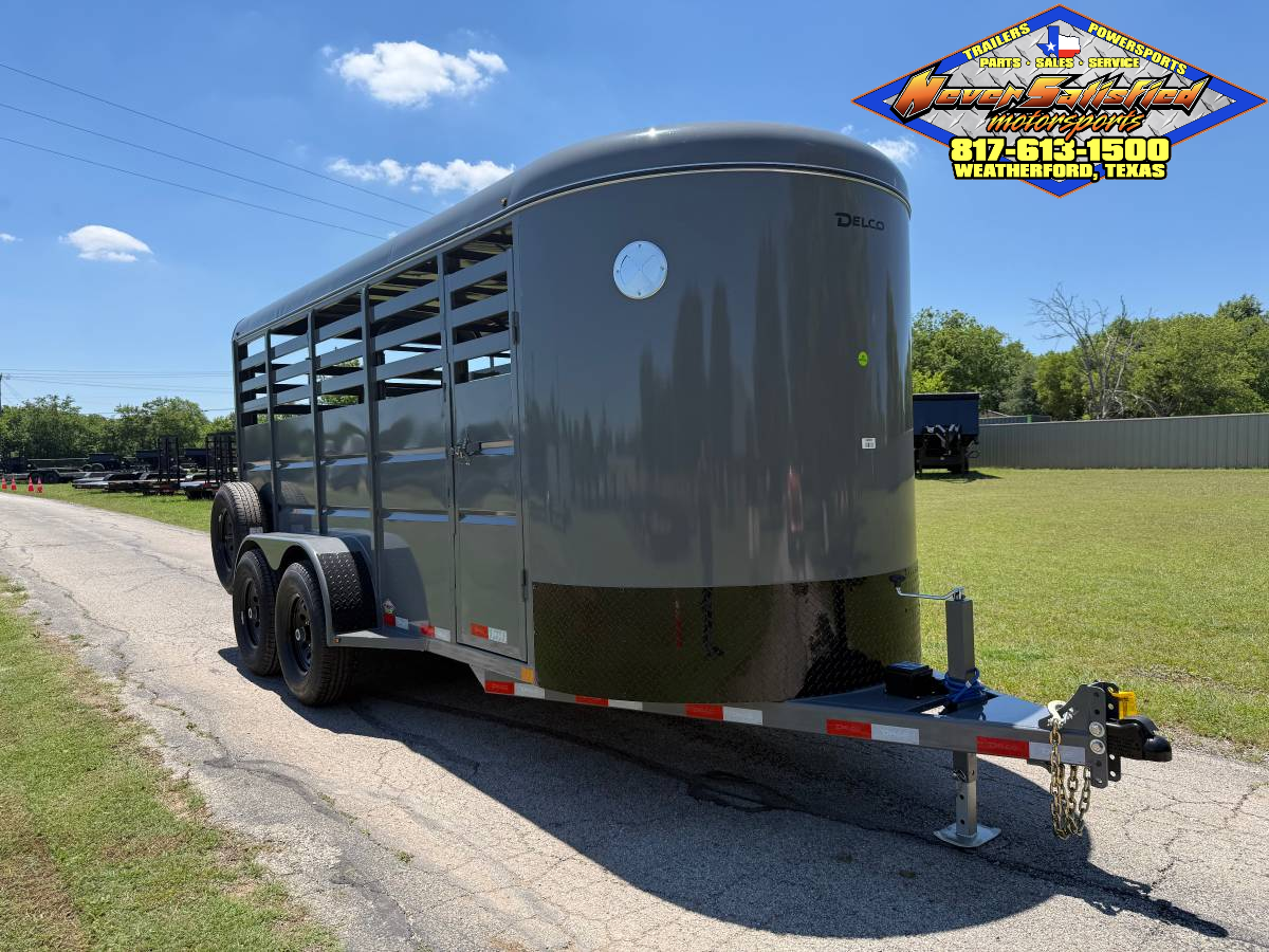 2026 DELCO 6' X 16' BUMPER PULL STOCK TRAILER W/ SPARE FIGHTER JET GRAY 12,000 GVWR