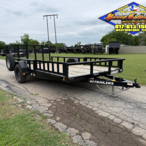 PRE-OWNED 2023 PJ 83" X 14' SINGLE AXLE UTILITY TRAILER W/ SIDE RAMPS, DOVE TAIL, 3' SPRING ASSIST RAMP GATE, SPARE 2,990 GVWR