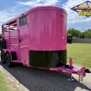 2026 DELCO 6' X 14' 2 HORSE BUMPER PULL TRAILER WITH SPARE, BUBBLEGUM PINK 12,000 GVWR
