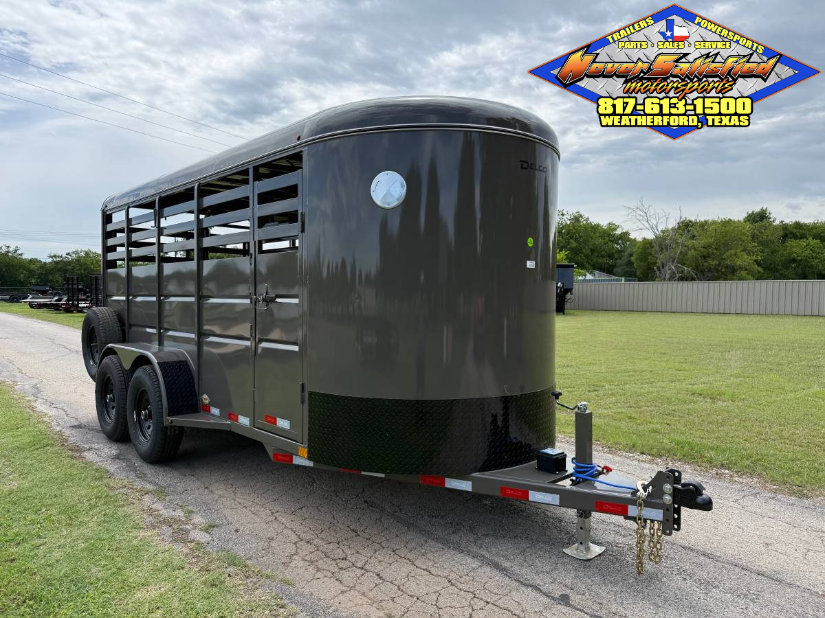 2026 DELCO 6' X 16' BUMPER PULL STOCK TRAILER FORD MARSH GRAY 12,000 GVWR