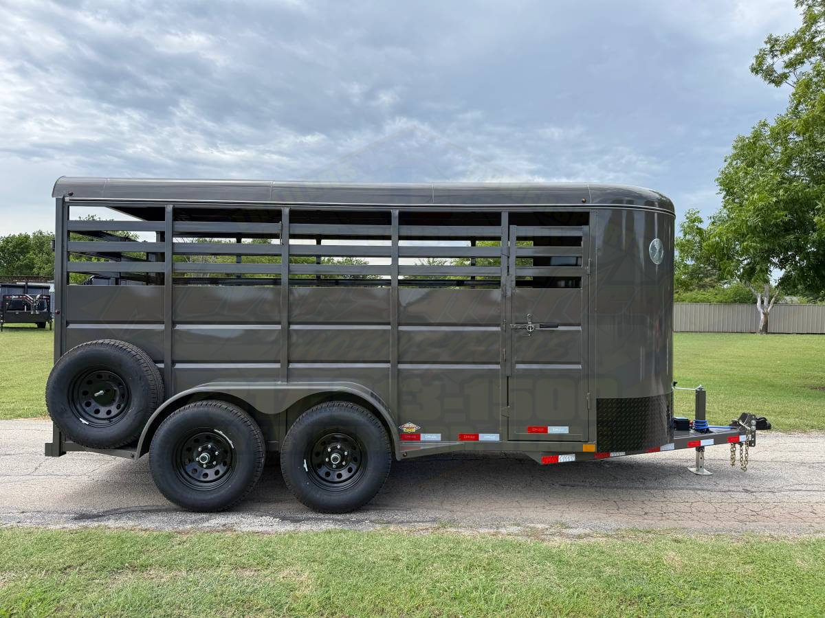 2026 DELCO 6' X 16' BUMPER PULL STOCK TRAILER FORD MARSH GRAY 12,000 GVWR - Image 3