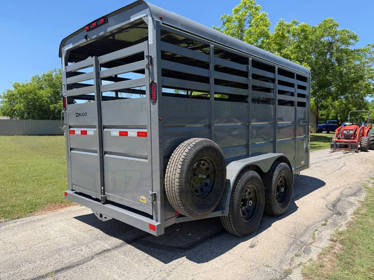 2026 DELCO 6' X 16' BUMPER PULL STOCK TRAILER W/ SPARE FIGHTER JET GRAY 12,000 GVWR - Image 5