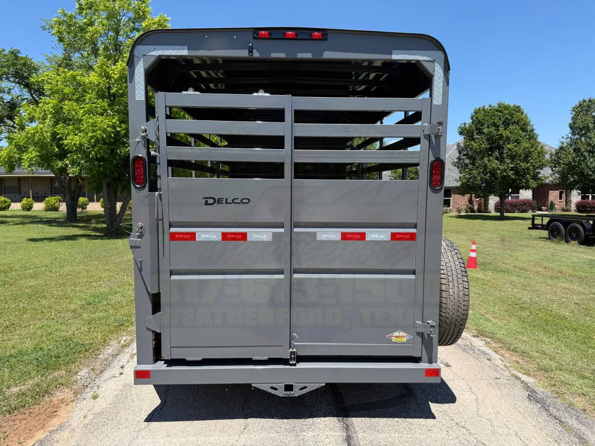 2026 DELCO 6' X 16' BUMPER PULL STOCK TRAILER W/ SPARE FIGHTER JET GRAY 12,000 GVWR - Image 6