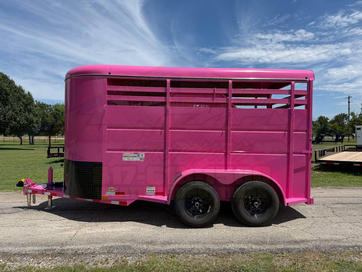 2026 DELCO 6' X 14' 2 HORSE BUMPER PULL TRAILER WITH SPARE, BUBBLEGUM PINK 12,000 GVWR - Image 6