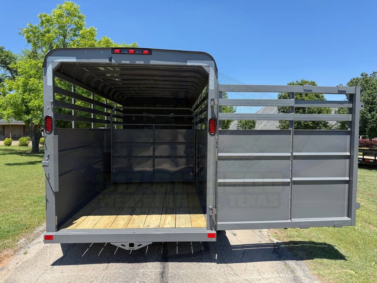 2026 DELCO 6' X 16' BUMPER PULL STOCK TRAILER W/ SPARE FIGHTER JET GRAY 12,000 GVWR - Image 7