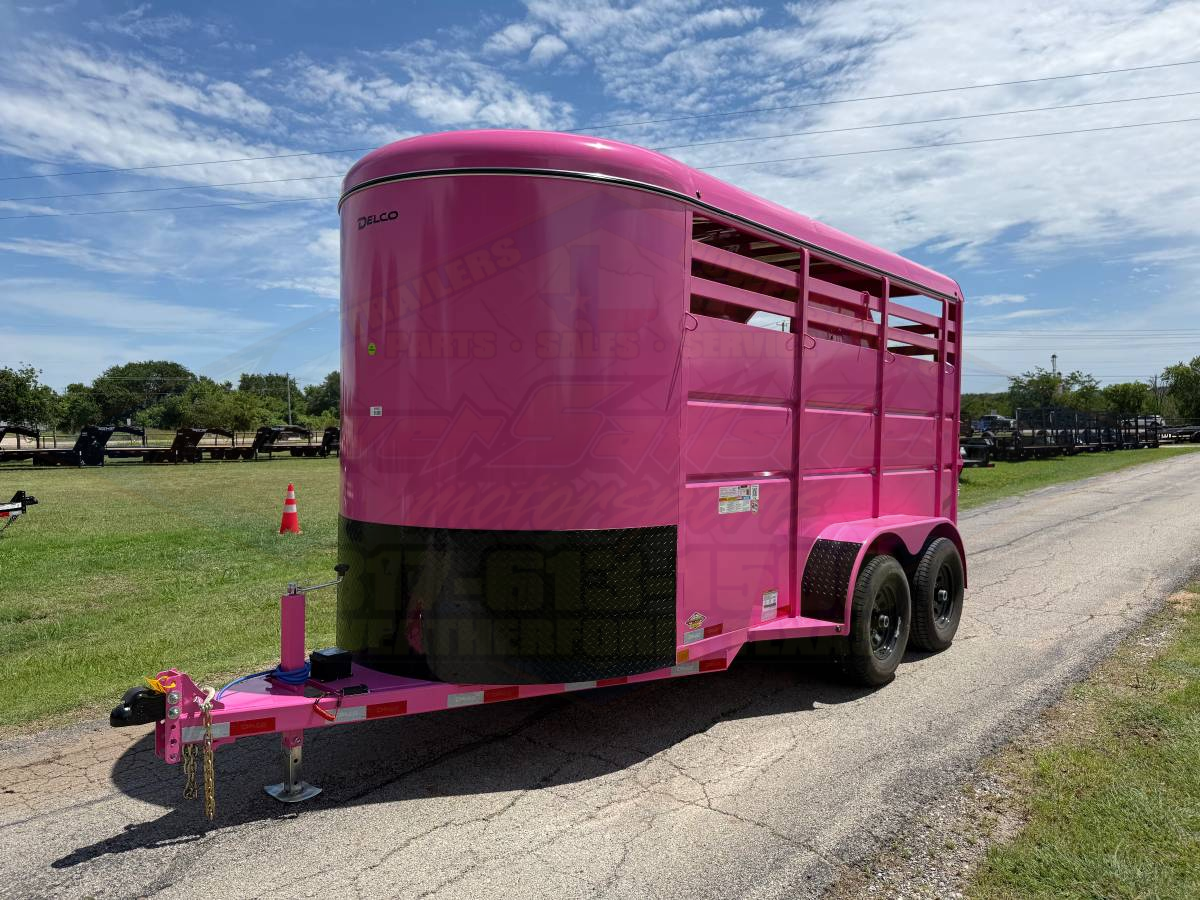 2026 DELCO 6' X 14' 2 HORSE BUMPER PULL TRAILER WITH SPARE, BUBBLEGUM PINK 12,000 GVWR - Image 7