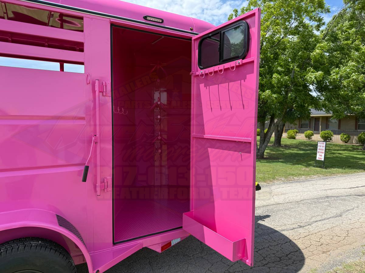 2026 DELCO 6' X 14' 2 HORSE BUMPER PULL TRAILER WITH SPARE, BUBBLEGUM PINK 12,000 GVWR - Image 9