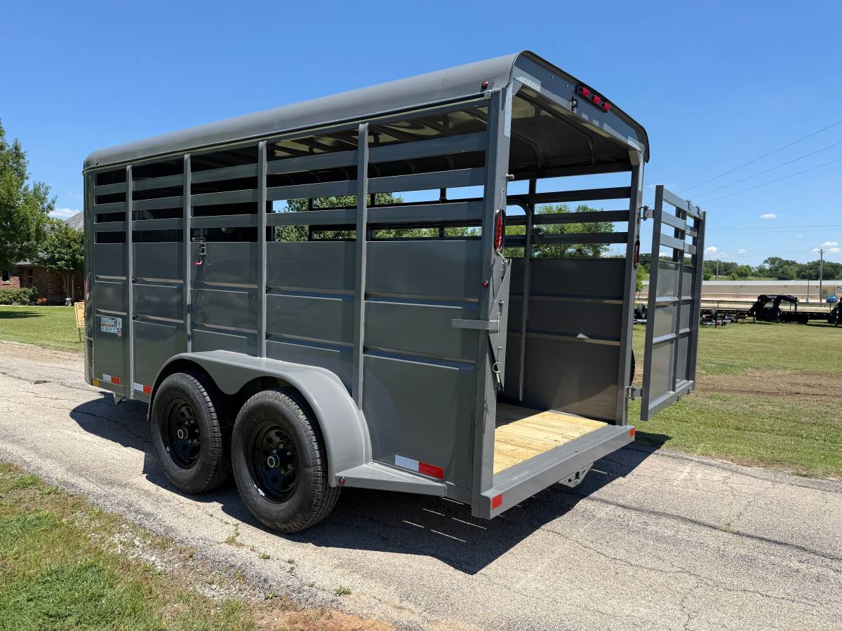 2026 DELCO 6' X 16' BUMPER PULL STOCK TRAILER W/ SPARE FIGHTER JET GRAY 12,000 GVWR - Image 10
