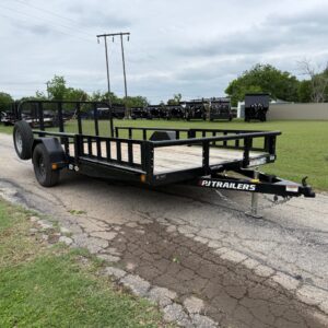 PRE-OWNED 2023 PJ 83" X 14' SINGLE AXLE UTILITY TRAILER W/ SIDE RAMPS, DOVE TAIL, 3' SPRING ASSIST RAMP GATE, SPARE 2,990 GVWR
