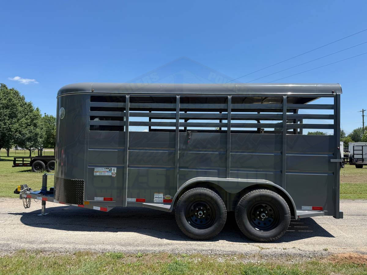 2026 DELCO 6' X 16' BUMPER PULL STOCK TRAILER W/ SPARE FIGHTER JET GRAY 12,000 GVWR - Image 11