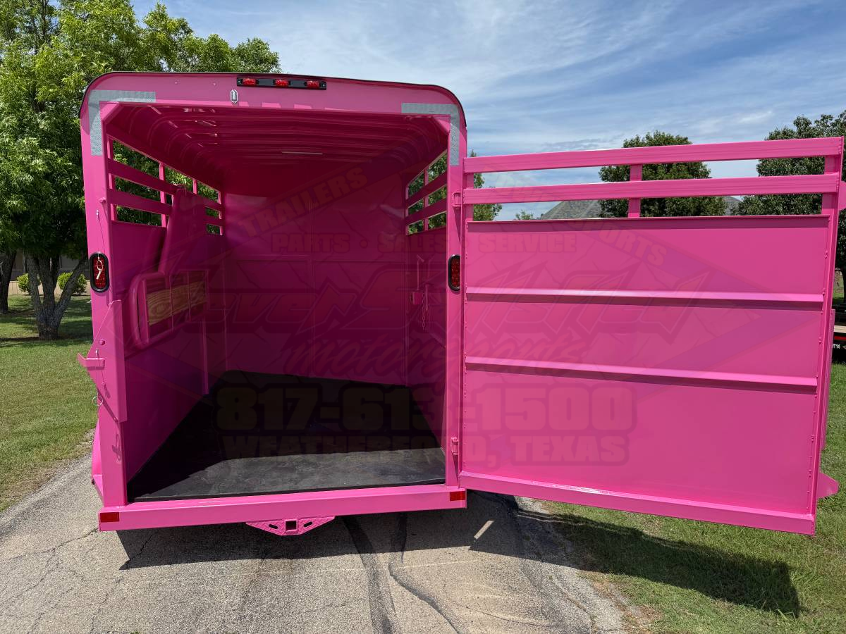 2026 DELCO 6' X 14' 2 HORSE BUMPER PULL TRAILER WITH SPARE, BUBBLEGUM PINK 12,000 GVWR - Image 11