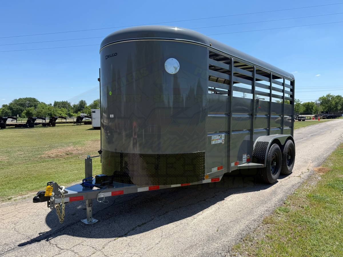 2026 DELCO 6' X 16' BUMPER PULL STOCK TRAILER W/ SPARE FIGHTER JET GRAY 12,000 GVWR - Image 12