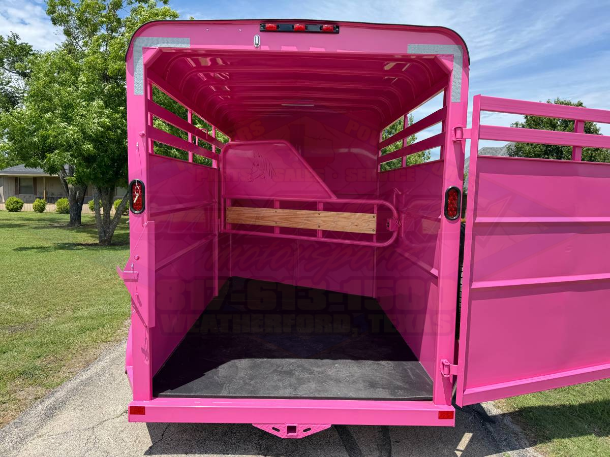 2026 DELCO 6' X 14' 2 HORSE BUMPER PULL TRAILER WITH SPARE, BUBBLEGUM PINK 12,000 GVWR - Image 13