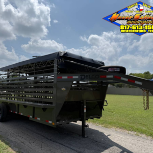 2026 DELCO 6′ 8″ X 20′ BAR TOP GOOSENECK CATTLE STOCK TRAILER 14K-GVWR FORD MARSH GRAY