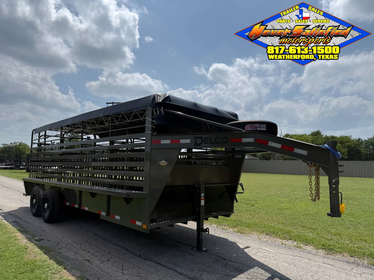2026 DELCO 6′ 8″ X 20′ BAR TOP GOOSENECK CATTLE STOCK TRAILER 14K-GVWR FORD MARSH GRAY