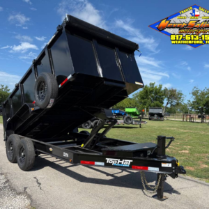 2026 TOP HAT 83″ X 14′ LOW PROFILE DUMP TRAILER 4' SIDEWALLS WITH TARP, RAMPS AND SPARE 14,000 GVWR