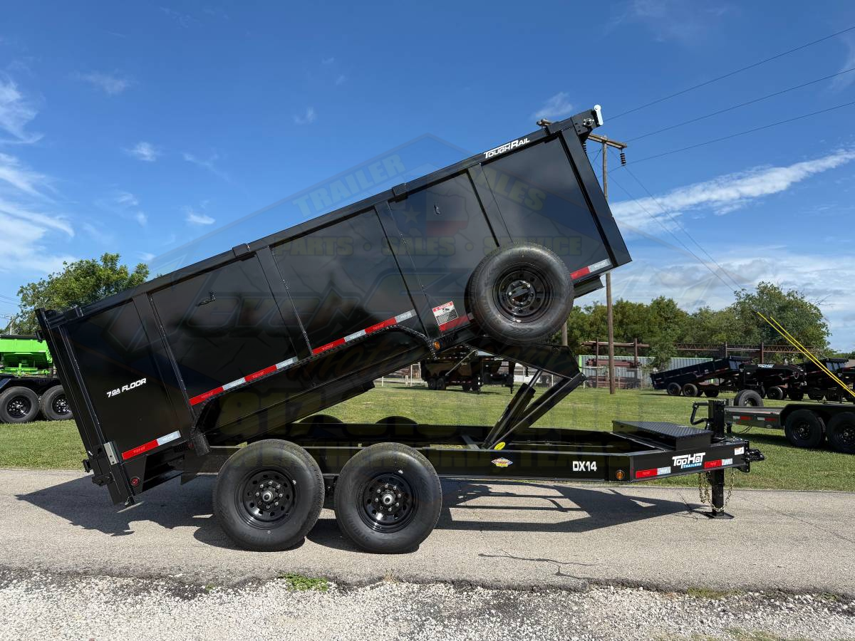 2026 TOP HAT 83″ X 14′ LOW PROFILE DUMP TRAILER 4' SIDEWALLS WITH TARP, RAMPS AND SPARE 14,000 GVWR - Image 4