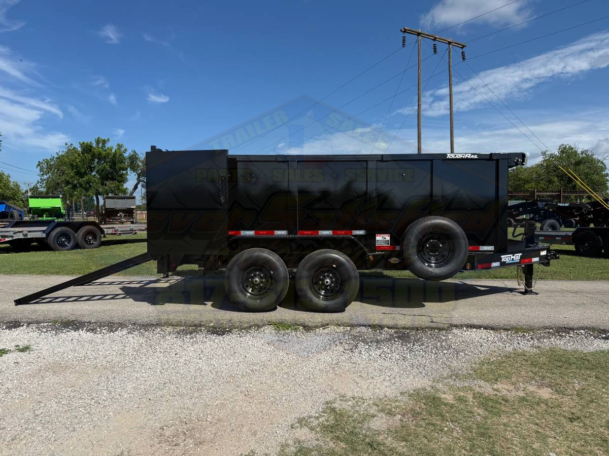 2026 TOP HAT 83″ X 14′ LOW PROFILE DUMP TRAILER 4' SIDEWALLS WITH TARP, RAMPS AND SPARE 14,000 GVWR - Image 5